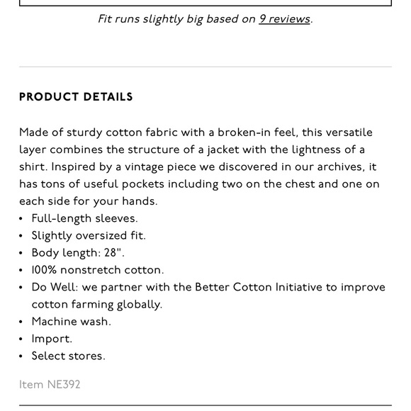 NWOT Madewell Drakefield Shirt-Jacket in Ecru - Picture 8 of 10